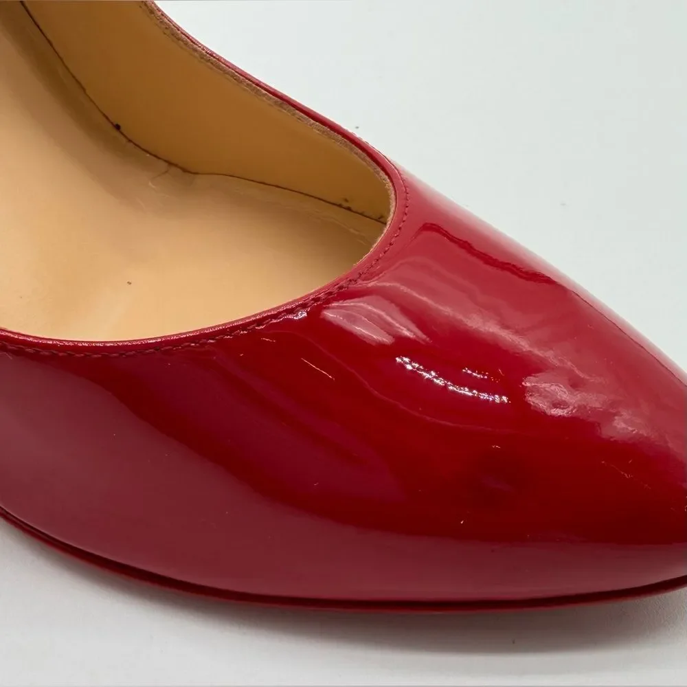 Christian Louboutin Tanja 100 Wedge Heel Pump Patent Leather Red EU 38 US 8